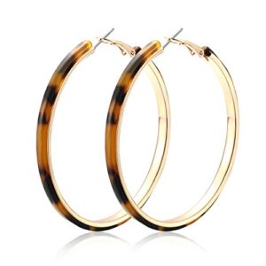 Acrylic Earrings Lightweight Hoop Earrings Statement Resin Drop Dangle Stud Earrings Fashion Jewelry For Women (Tortoiseshell)