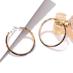 Acrylic Earrings Lightweight Hoop Earrings Statement Resin Drop Dangle Stud Earrings Fashion Jewelry For Women (Tortoiseshell)