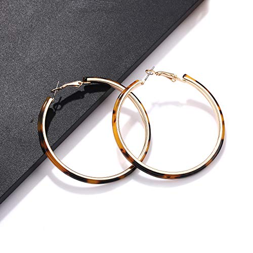 Acrylic Earrings Lightweight Hoop Earrings Statement Resin Drop Dangle Stud Earrings Fashion Jewelry For Women (Tortoiseshell)