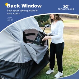 Explore Land Weatherproof 4 Passengers Golf Cart Cover Universal Fits EZGO Club Car Yamaha - All Season Golf Cart Enclosure with Driver Side Door and Back Side Zipper Window