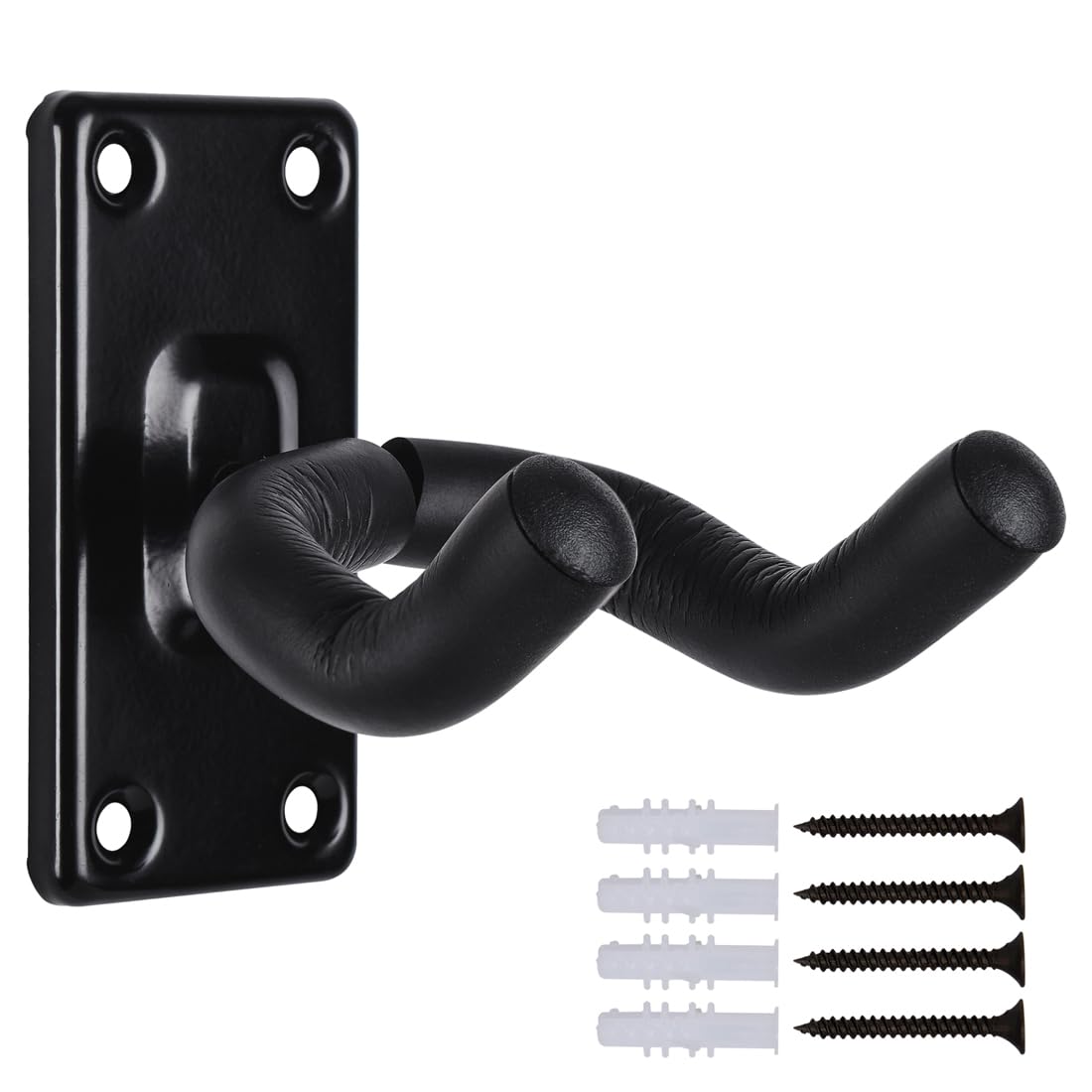 WOGOD Guitar Wall Mount Hanger Hook Holder Stand Guitar Hangers Hooks for Acoustic Electric and Bass Guitars (1Pack-Black)