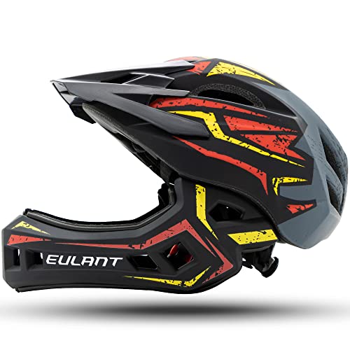 EULANT Kids Full Face Helmet with Chin Guard, Lightweight Kids Bike Helmet, Toddler Cycling Helmet for MTB BMX Skating Scooter, Child Bicycle Helmets,