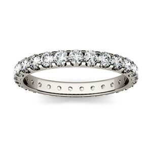 charles & colvard forever one 2.2mm round cut moissanite eternity band for women | 1 cttw dew | lab grown | solid 14k white gold with rhodium | size 6