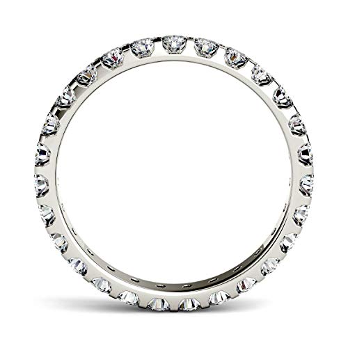 Charles & Colvard Forever One 2.2mm Round Cut Moissanite Eternity Band for Women | 1 cttw DEW | Lab Grown | Solid 14K White Gold with Rhodium | Size 6