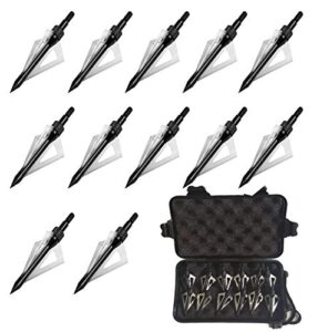 hunting broadheads, 3 blades archery broadheads screw-in arrow tips compatible with crossbow and compound bow(12 pack) (black)