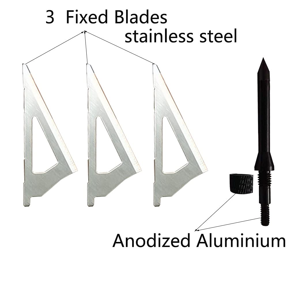 Hunting Broadheads, 3 Blades Archery Broadheads Screw-in Arrow Tips Compatible with Crossbow and Compound Bow(12 Pack) (Black)