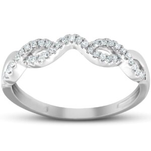 countour infinity diamond guard engagement wedding ring enhancer 10k white gold - size 10