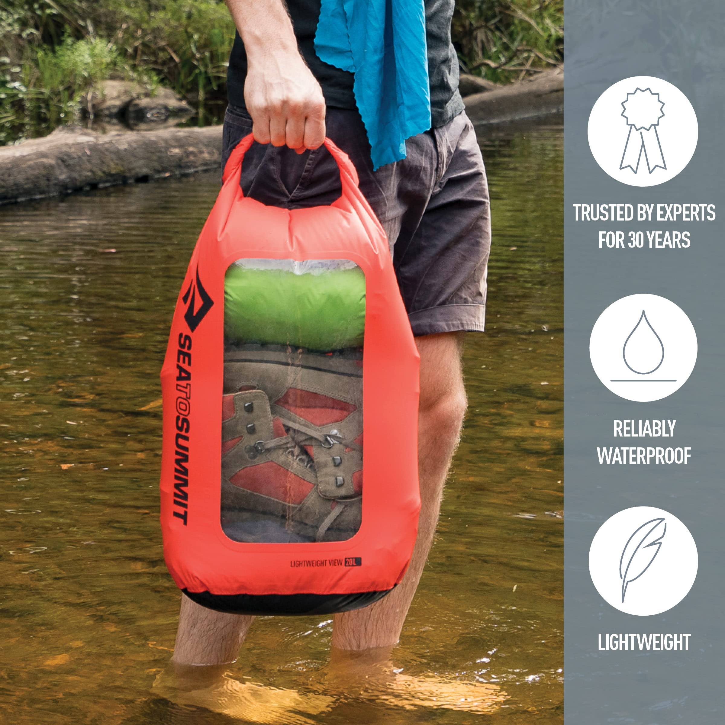 Sea to Summit View Dry Sack, See-Thru Dry Bag, 35 Liter, Red