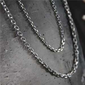 Vintage Black 925 Sterling Silver Diamond-cut Anchor Link Chain Necklace Cable Chain for Men Women 4mm 65cm