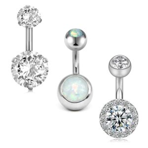 modrsa short belly button ring surgical stainless steel belly ring 6mm belly button rings short bar 1/4" silver