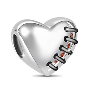 GNOCE Heart Charm Beads 925 Sterling Silver Bead Charms with Cubic Zirconia Fit for Bracelet/Necklace Valentine's Day Jewelry Gift for Women (heart-1)