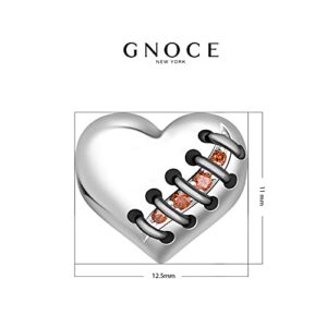 GNOCE Heart Charm Beads 925 Sterling Silver Bead Charms with Cubic Zirconia Fit for Bracelet/Necklace Valentine's Day Jewelry Gift for Women (heart-1)