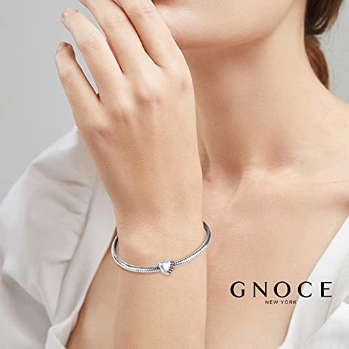 GNOCE Heart Charm Beads 925 Sterling Silver Bead Charms with Cubic Zirconia Fit for Bracelet/Necklace Valentine's Day Jewelry Gift for Women (heart-1)