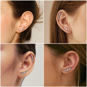 FIBO STEEL 3 Pcs 16G Stainless Steel Cartilage CZ Stud Earrings for Women Helix Conch Daith Piercing Jewelry Set