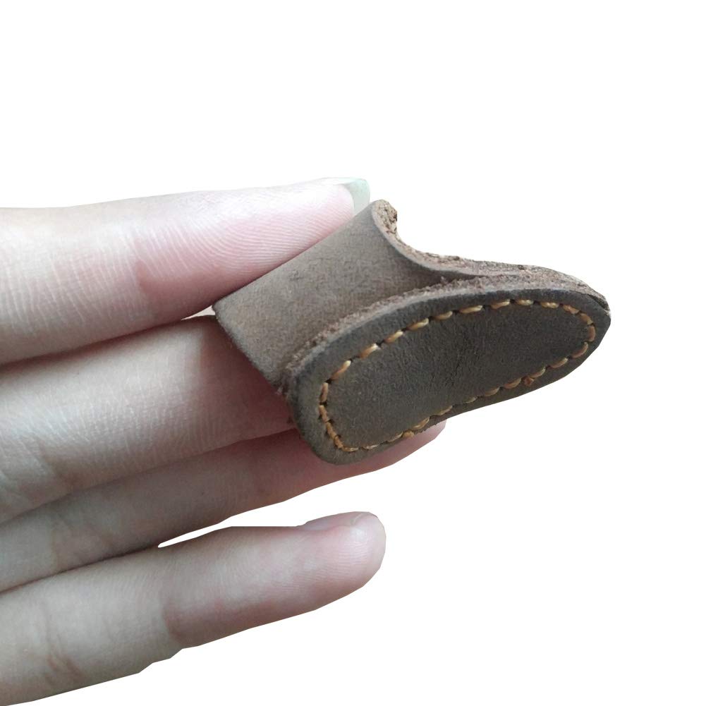 Nachvorn Soft Leather Thumb Ring Archery Finger Protector for Mongolian Reurve Bow Finger Guard for Traditional Bow Protector Shooting Glove Brown