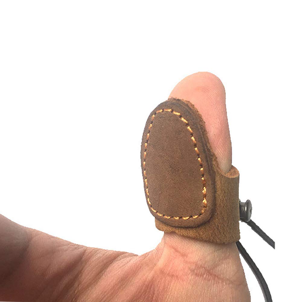 Nachvorn Soft Leather Thumb Ring Archery Finger Protector for Mongolian Reurve Bow Finger Guard for Traditional Bow Protector Shooting Glove Brown