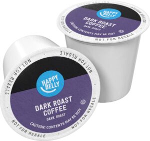 amazon brand - happy belly dark roast coffee pods, compatible with keurig 2.0 k-cup brewers, 24 count