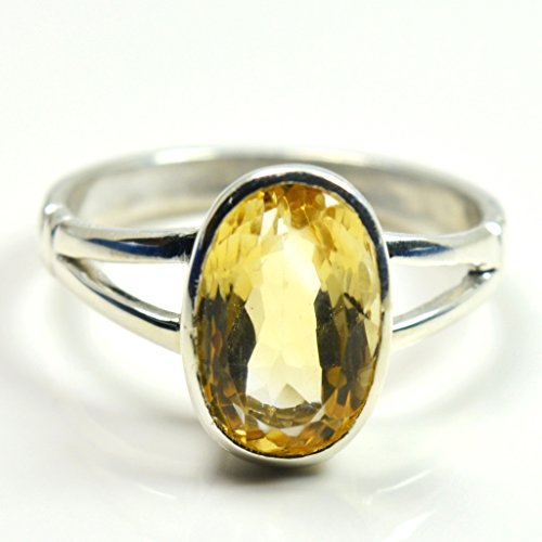 Jewelryonclick Real Citrine Silver Cut Rings for Women 4 Carat November Birthstone Jewelry in Size 4-13