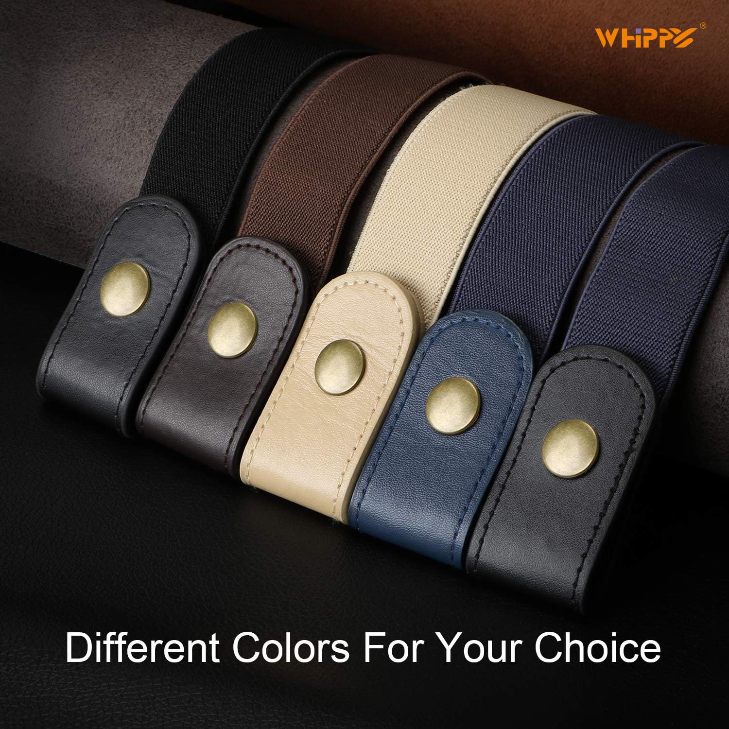 WHIPPY 2 Pack Buckle Free Comfortable Elastic Belt for Women or Men, Buckle-less No Bulge No Hassle Invisible Belts (Black Coffee, Fit Pants Size 32-48 Inches)