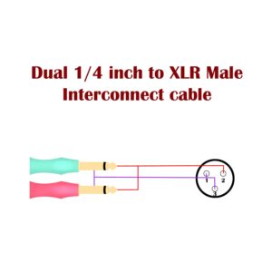 SiYear 15FT XLR 3 Pin Male to Double 6.35mm 1/4" TS Male Y Splitter Cable, Dual Mono Male (1/4 inch) 6.35mm to XLR Male Plug Stereo Microphone Audio Converter Adapter Cable(15Feet)