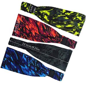 Obacle Headbands for Men Women Sweat bands Headbands Non Slip Thin Lightweight Breatheable Head Band Outdoor Sports Workout Yoga Gym Running Jogging (Elastic Band, 4 Pack Black-Gray Blue Red Green)