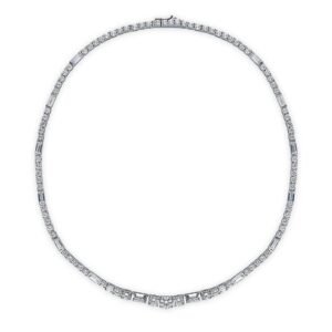 BERRICLE Sterling Silver Cubic Zirconia CZ Fashion Tennis Necklace for Women, Rhodium Plated 16"