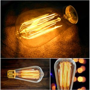 Youngever Vintage Edison Light Bulbs, 60W, ST64, E26, Squirrel Cage, Dimmable, Clear Glass, Industrial Vintage Incandescent Bulbs (4 Pack)