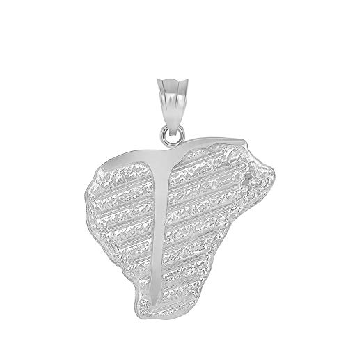 Solid 925 Sterling Silver T-bone Beef Steak Pendant