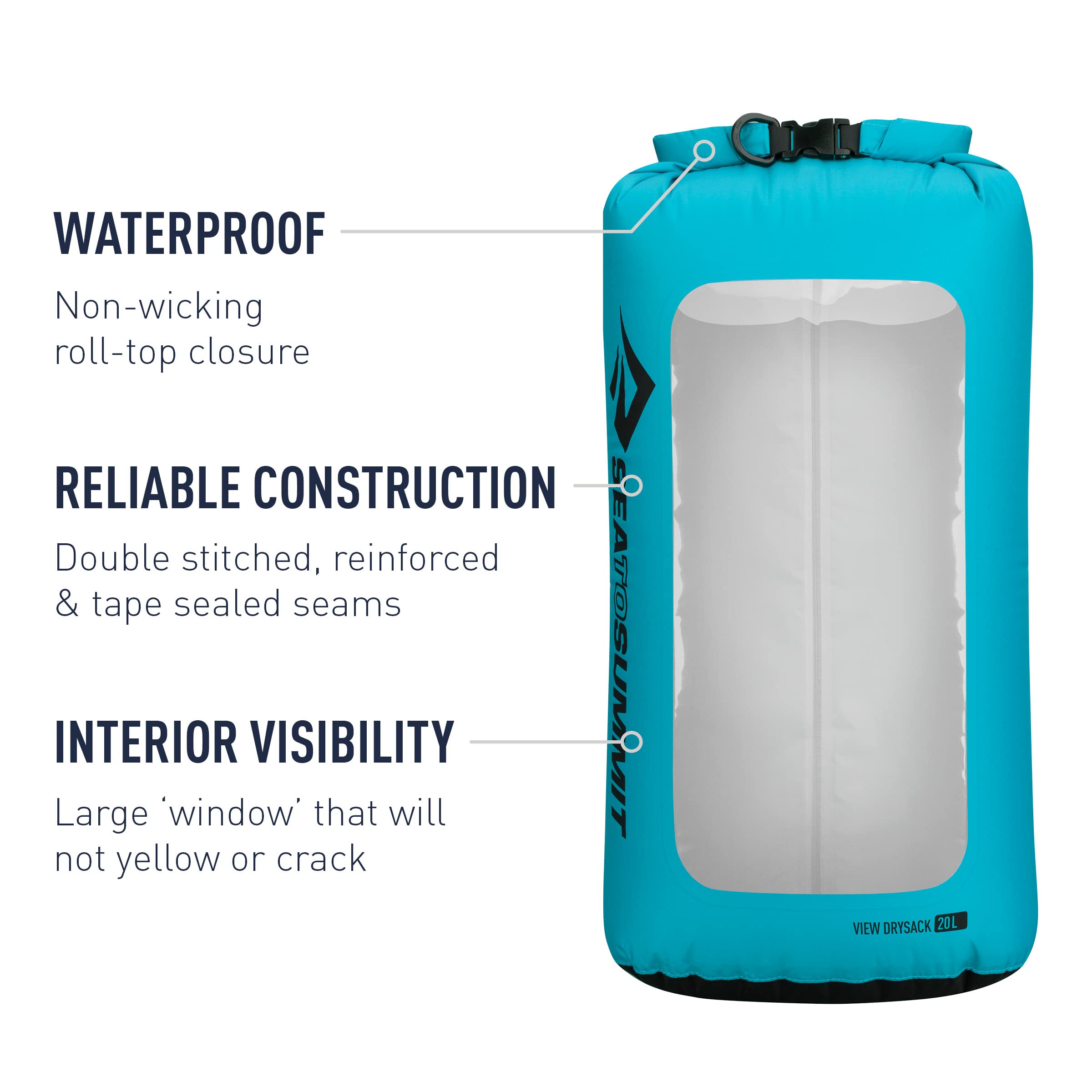 Sea to Summit View Dry Sack, See-Thru Dry Bag, 20 Liter, Pacific Blue