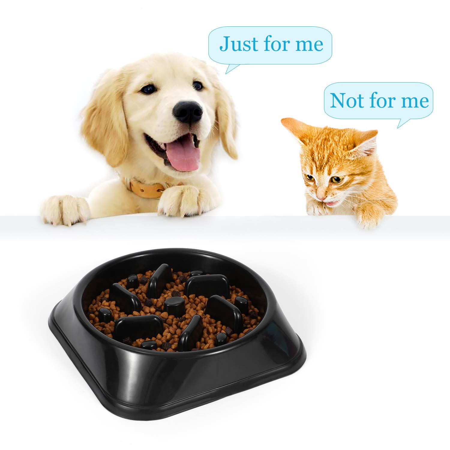 JASGOOD Dog Feeder Slow Eating Pet Bowl Eco-Friendly Non-Toxic Preventing Choking Healthy Design Bowl for Dog Pet(S-M,Black)