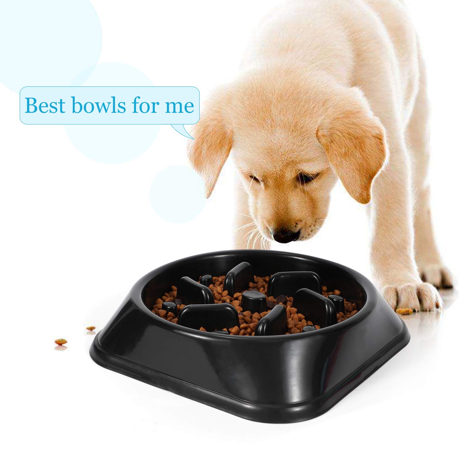 JASGOOD Dog Feeder Slow Eating Pet Bowl Eco-Friendly Non-Toxic Preventing Choking Healthy Design Bowl for Dog Pet(S-M,Black)