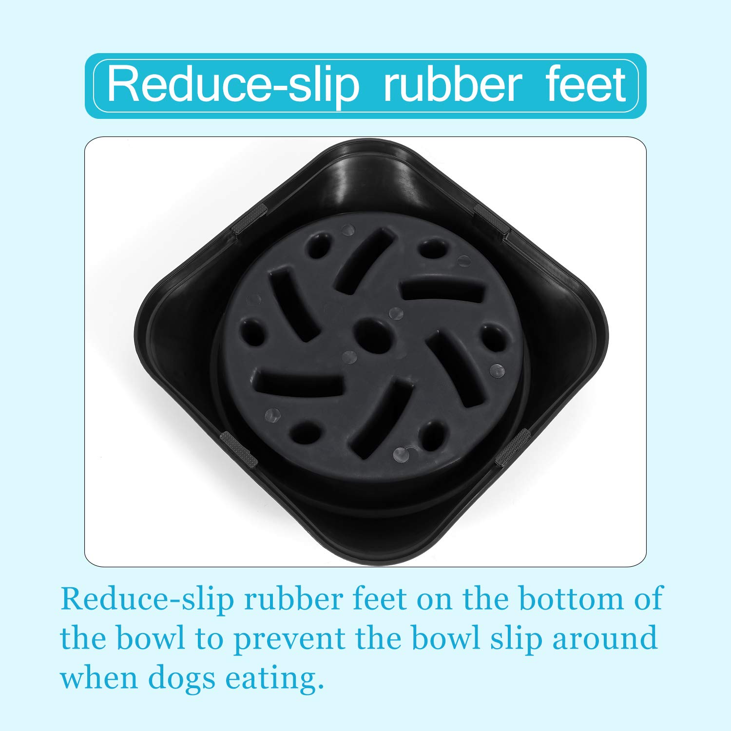 JASGOOD Dog Feeder Slow Eating Pet Bowl Eco-Friendly Non-Toxic Preventing Choking Healthy Design Bowl for Dog Pet(S-M,Black)