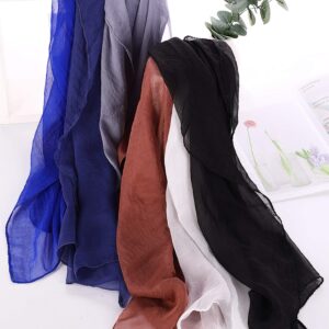 Boao 6 Pieces Chiffon Scarf 1950s Square Scarf Neck Head Scarfs Vintage Soft Scarf Polyester Scarves for Women Girl Lady (Black, Navy, Royal Blue, Coffee, Gray, White)