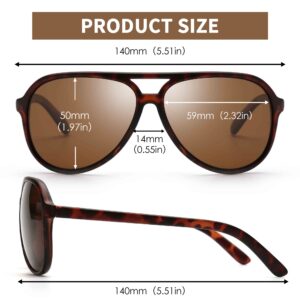 JIM HALO Polarized Aviator Sunglasses Men Women Oversize Plastic Driving Glasses (Tortoise Frame/Polarized Brown Lens)