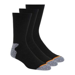 weatherproof mens 3 pack crew hiking socks, black, 10 13 us