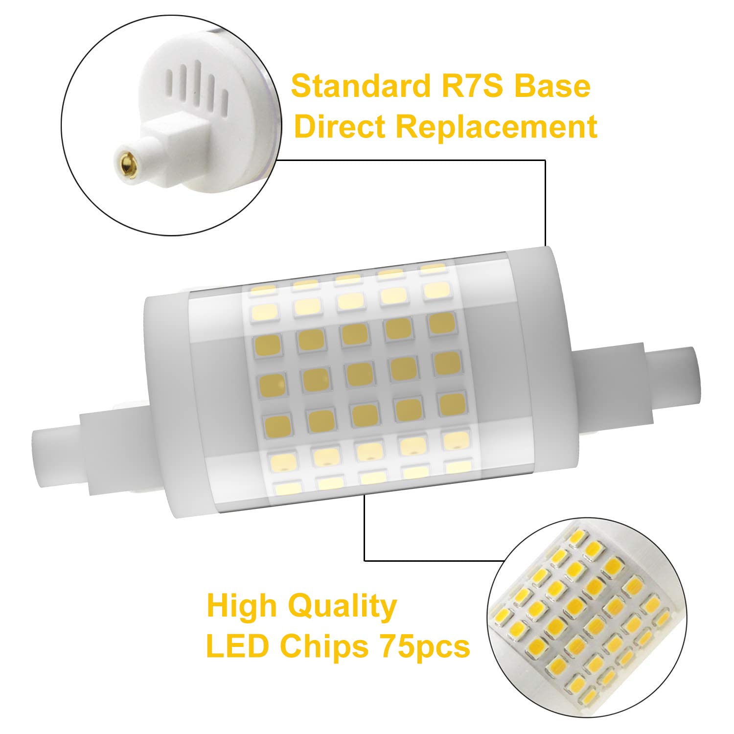 Familite R7S LED Bulb 78MM, 10W Dimmable J78 Flood Light, 100W Halogen T3 Replacement, Warm White 3000K, Pack of 2