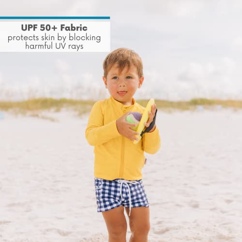 SwimZip UPF 50+ Long Sleeve Rash Guard for Boys and Girls - Baby, Toddler, Kids Yellow