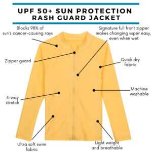 SwimZip UPF 50+ Long Sleeve Rash Guard for Boys and Girls - Baby, Toddler, Kids Yellow