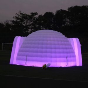 SAYOK Portable Inflatable Igloo Dome Tent with Air Blower(White, Two Doors, 16.4ft) Inflatable Event Tent Structure Night Club Party Tent Event Room for Wedding Promotion Trade Show