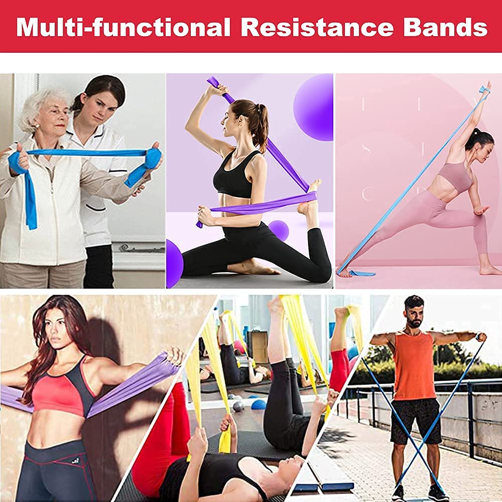 GOAITOU Resistance Bands Set of 3 Elastic Exercise Bands, Workout Band for Physical Therapy, Recovery, Yoga, Pilates, Strength Training