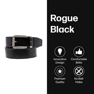 Men's Belt, Nexbelt Ratchet Rogue Smooth Black Leather Dress Belt with Adjustable Buckle