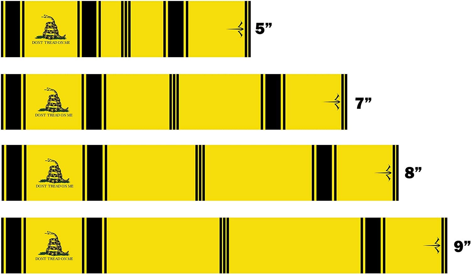 White Water Archery Non-Laminated Yellow Black Gadsden Flag Arrow Wraps 15 pk Choose Length Width (5, 1)