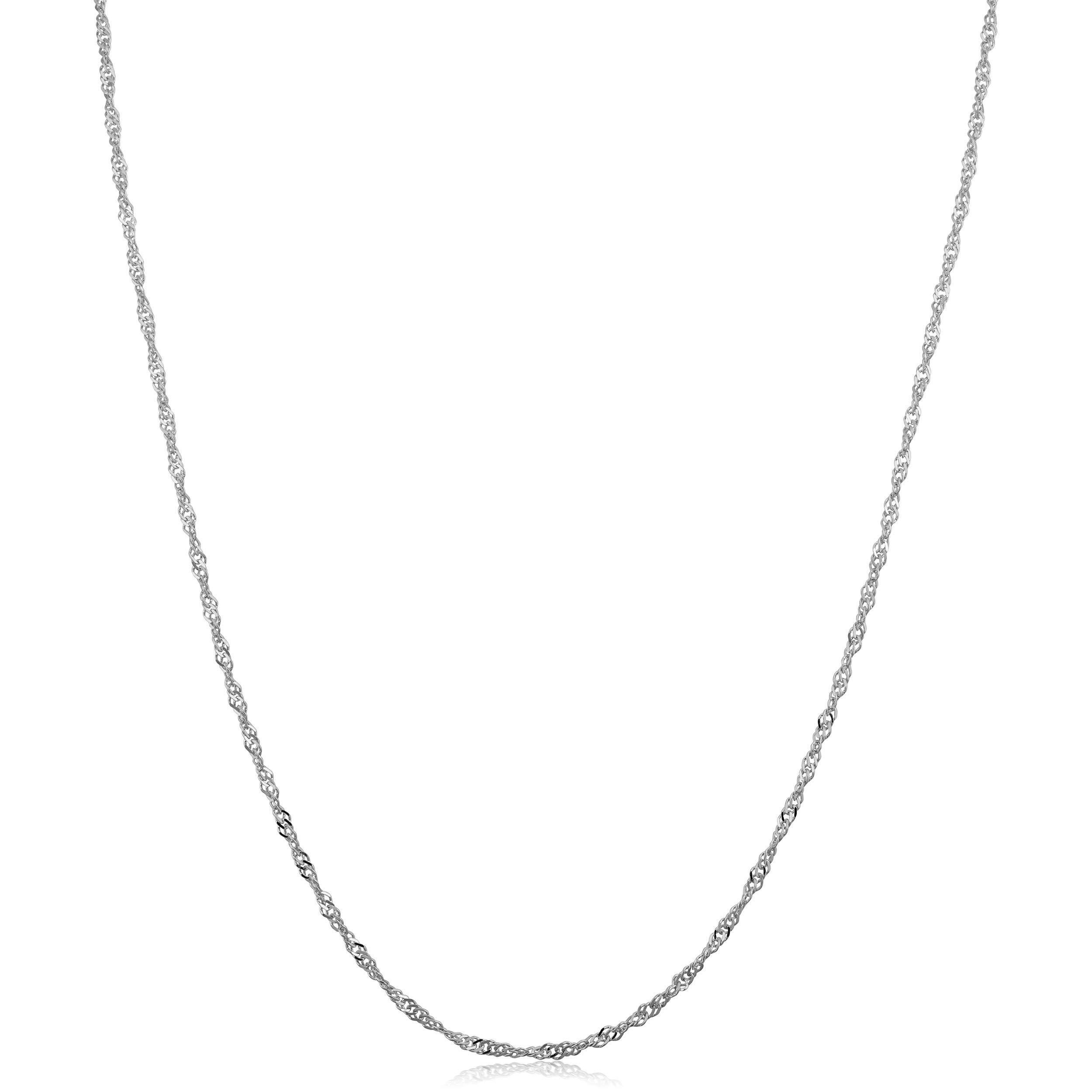 Kooljewelry 10k White Gold 1.4mm Singapore Chain Necklace (20 inch)