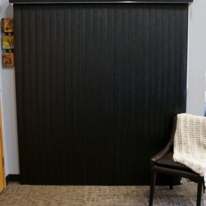 Black Frisco Textured Vinyl Vertical Blinds with 3-1/2" Embossed Vanes 78" Wide x 84" Long Cordless