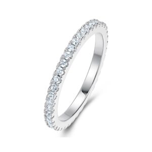 MDFUN 14K White Gold Plated Cubic Zirconia Eternity Ring for Women (7)