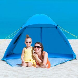 Extra Large Beach Tent Sun Shade Shelter Pop Up Instant Portable Outdoors 3-4 Person Beach Cabana Sets Up in Seconds, Blue, 78.7" L X 47.2" W X 51.2" H