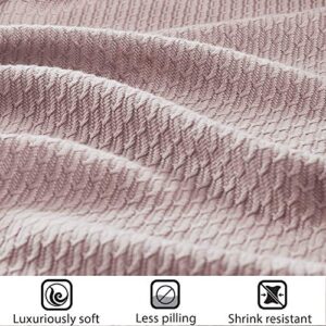 Madison Park Soft Certified 100% Egyptian Cotton Breathable Cozy Blanket, Premium Waffle Knit Classic Design, Luxury All Season Lightweight Cover for Bed, Couch and Sofa, Rose Full/Queen(90"x90")