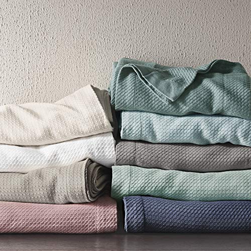 Madison Park Soft Certified 100% Egyptian Cotton Breathable Cozy Blanket, Premium Waffle Knit Classic Design, Luxury All Season Lightweight Cover for Bed, Couch and Sofa, Rose Full/Queen(90"x90")