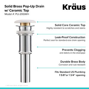 Kraus PU-20GWH Viva Pop-Up Drain, Glossy White