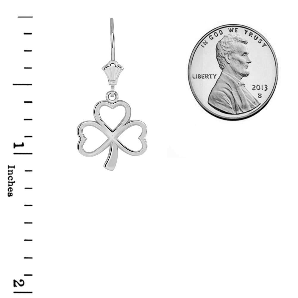 925 Sterling Silver Lucky Three Leaf Clovers Shamrock Dangle Earrings